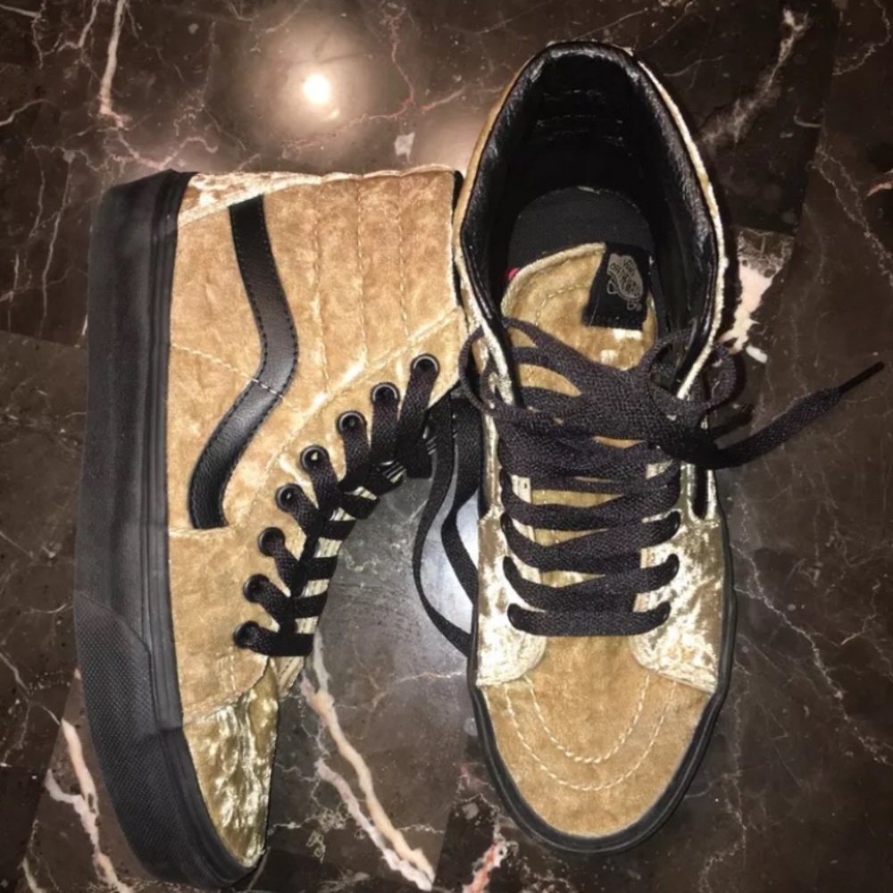 High top brown crushed velvet vans